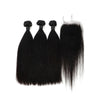 Hot Selling 100% Unprocessed Peruvian Virgin Straight Human Hair Bundles With Lace Closure