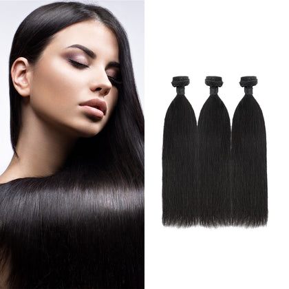 Human Hair Bundles Virgin Brazilian Hair 3 Bundles Straight Wave Bundles With Closure