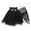 Brazilian Kinky Curly Wave Natural Black Unprocessed Products Human Cuticle Aligned With 4x4 Lace Closure