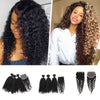 Unprocessed Curly Real Human Honey Bonde  Hair Bundles With Closure