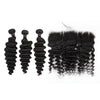 High Quality Natural Color 100% Human Hair Brazilian Virgin Deep Human Hair Bundles With Lace Closure