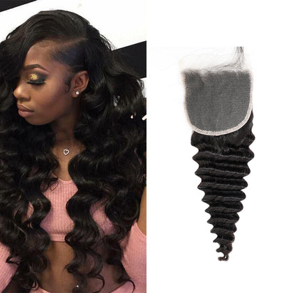 Hair Extension Virgin Cuticle Deep Wave Hair With Closure