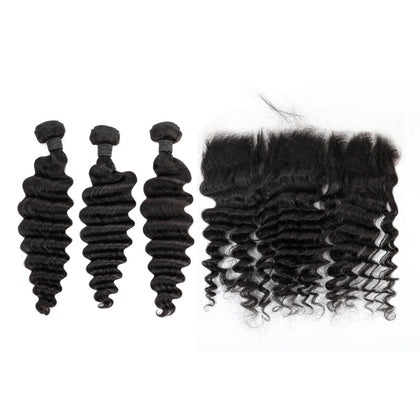 Soul Beauty Unprocessed Virgin Deep Wave With 13X4 Lace Frontals
