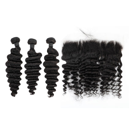 Wholesale Virgin Hair Deep Bundles With Frontal 10A Grade Hair Extension Peruvian Body Wave