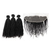 Brazilian Kinky Curly Wave Indian Raw Virgin Human Hair Bundles With Lace Frontal