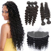 Malaysian Virgin Deep Hair Bundles With Frontal Deep Wave 13x4 Lace Frontal