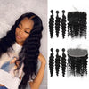 High Quality Natural Color 100% Human Hair Brazilian Virgin Deep Human Hair Bundles With Lace Closure